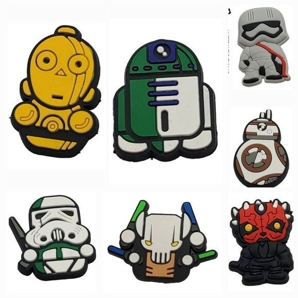 Star Wars Rubber Croc Shoe Charms Variety Pack Bundle R2D2 C3PO BB8 Stormtrooper - Picture 1 of 11